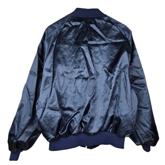 Vtg King Louie IBEW A Century of Service 1891-1991 Satin Bomber Jacket 2XL Blue - Picture 2 of 6